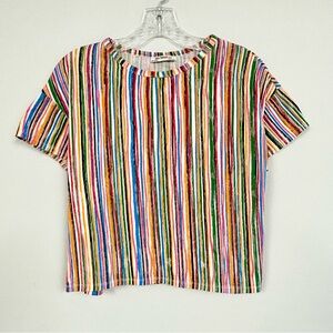 ZARA 🌈 Vertical Stripe Rainbow Tee [Size S]